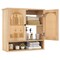 Natural MDF Engineered Wood Bathroom Wall Cabinet with Rattan Doors and Shelf